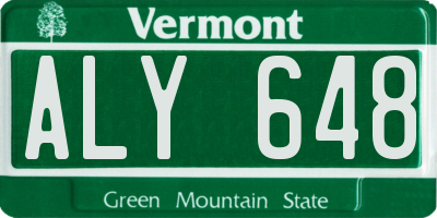 VT license plate ALY648