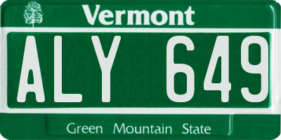 VT license plate ALY649