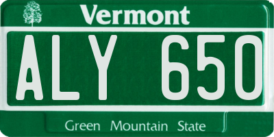 VT license plate ALY650