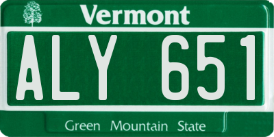 VT license plate ALY651