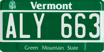 VT license plate ALY663
