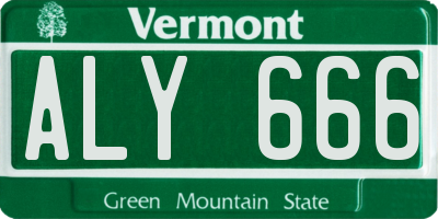VT license plate ALY666