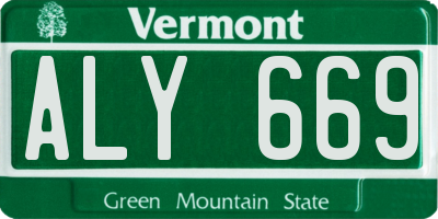 VT license plate ALY669