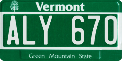 VT license plate ALY670