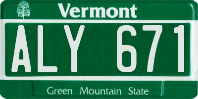 VT license plate ALY671