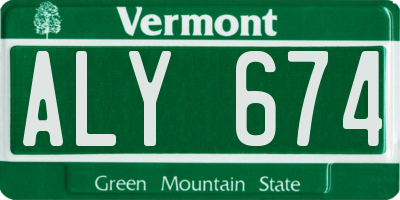 VT license plate ALY674