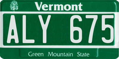 VT license plate ALY675