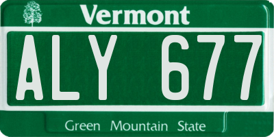 VT license plate ALY677