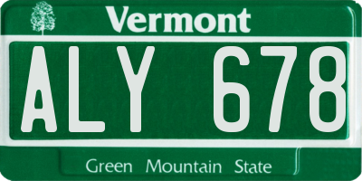 VT license plate ALY678