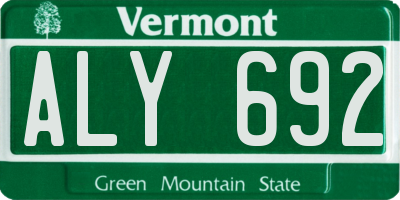 VT license plate ALY692