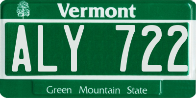 VT license plate ALY722