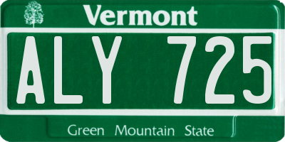 VT license plate ALY725