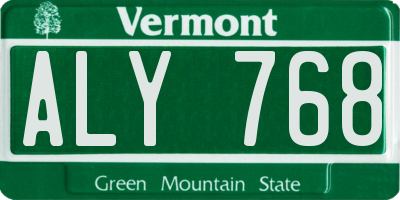 VT license plate ALY768