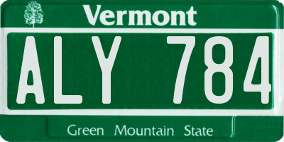 VT license plate ALY784