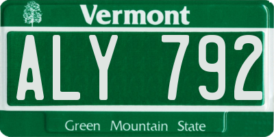 VT license plate ALY792