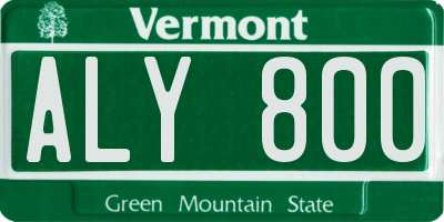 VT license plate ALY800