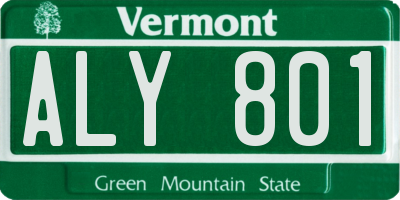 VT license plate ALY801