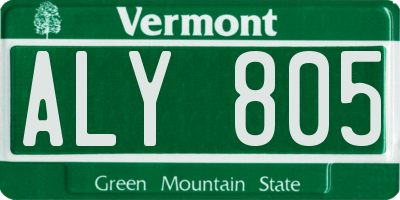 VT license plate ALY805