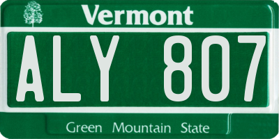 VT license plate ALY807