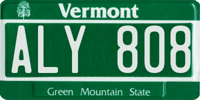 VT license plate ALY808
