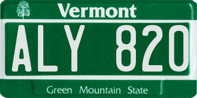 VT license plate ALY820