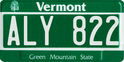 VT license plate ALY822