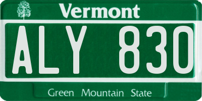 VT license plate ALY830