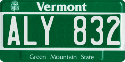 VT license plate ALY832