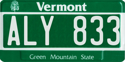 VT license plate ALY833