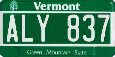 VT license plate ALY837