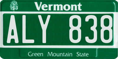 VT license plate ALY838