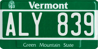 VT license plate ALY839