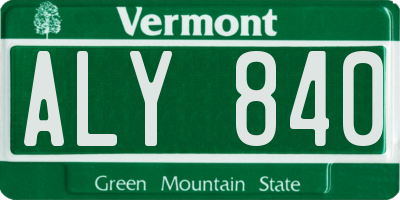 VT license plate ALY840