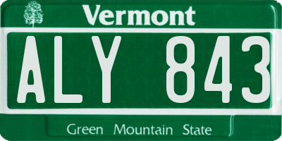 VT license plate ALY843