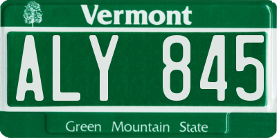 VT license plate ALY845