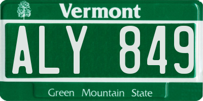 VT license plate ALY849