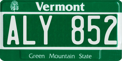 VT license plate ALY852