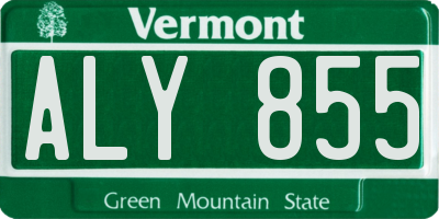 VT license plate ALY855