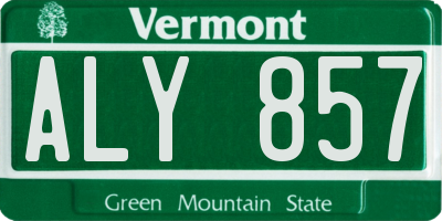 VT license plate ALY857