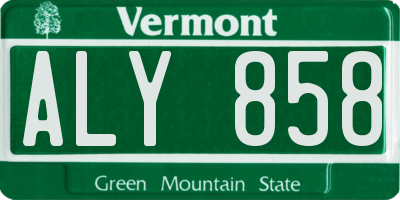 VT license plate ALY858
