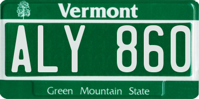 VT license plate ALY860