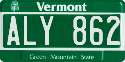 VT license plate ALY862