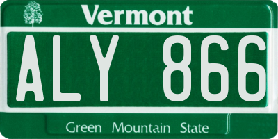 VT license plate ALY866