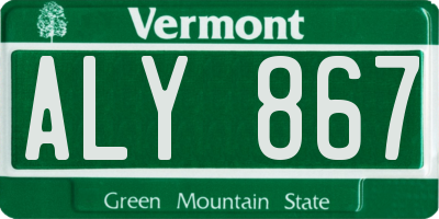 VT license plate ALY867
