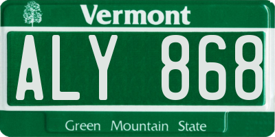 VT license plate ALY868