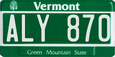 VT license plate ALY870