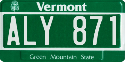 VT license plate ALY871