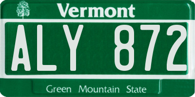VT license plate ALY872