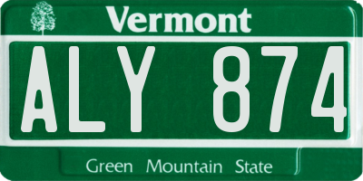 VT license plate ALY874