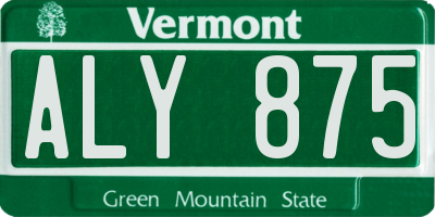 VT license plate ALY875